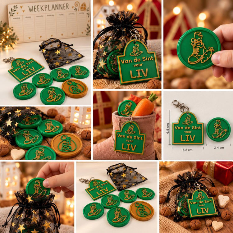 Afbeeldingen van Sint munten met gepersonaliseerde sleutelhanger