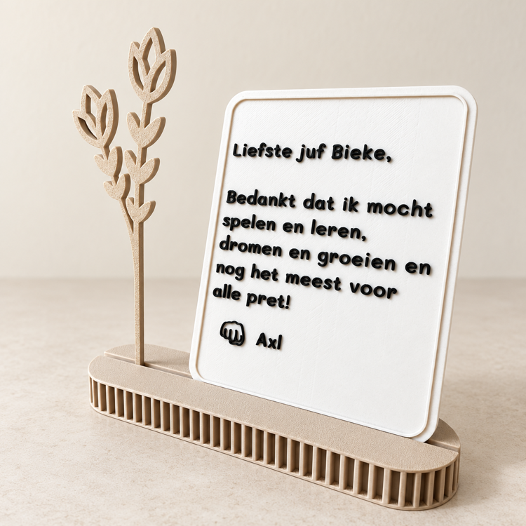 Afbeeldingen van Gepersonaliseerde 3D-kaarthouder met bloem en eigen boodschap