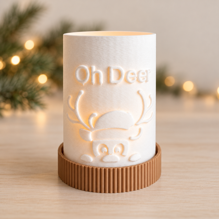 Afbeeldingen van Oh Deer theelichthouder – 3D-geprinte kerstdecoratie
