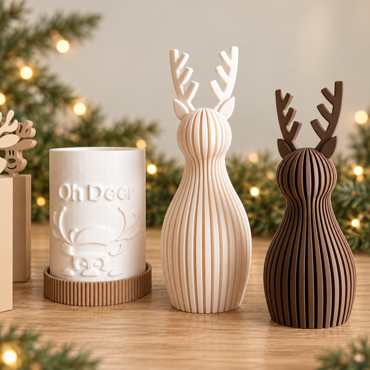 Afbeeldingen van Oh Deer theelichthouder – 3D-geprinte kerstdecoratie