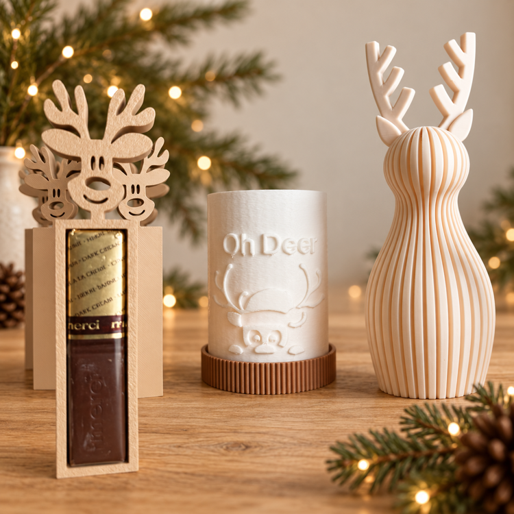 Afbeeldingen van Oh Deer theelichthouder – 3D-geprinte kerstdecoratie